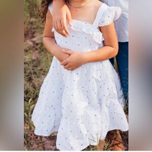 Janie and Jack White Dress with Blue Dots size 5